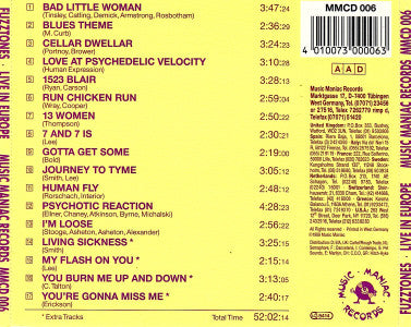 The Fuzztones : Live In Europe! (CD, Album)