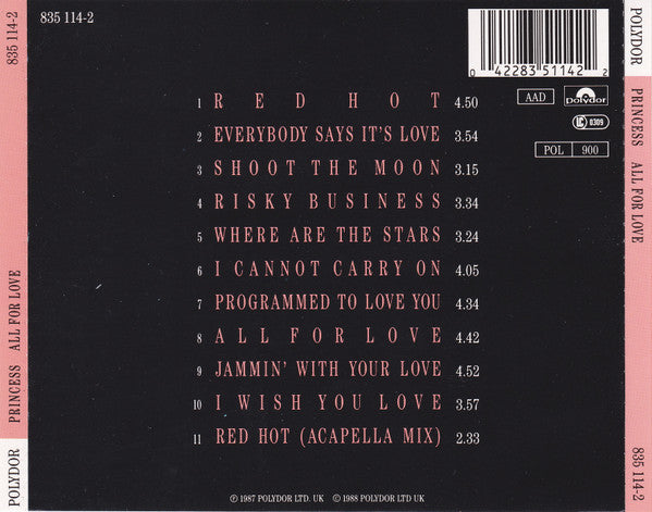 Princess : All For Love (CD, Album)