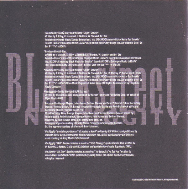 Blackstreet Featuring Dr. Dre : No Diggity (CD, Maxi)