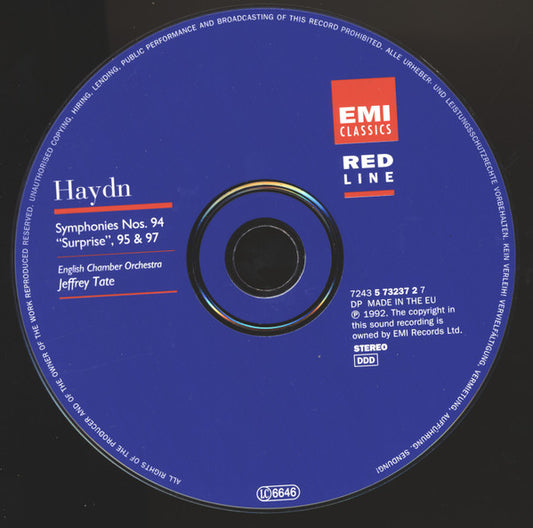 Joseph Haydn - English Chamber Orchestra, Jeffrey Tate : Symphonies Nos. 94 "Surprise", 95 & 97 (CD)
