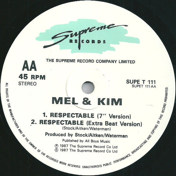Mel & Kim : Respectable (12", Single)