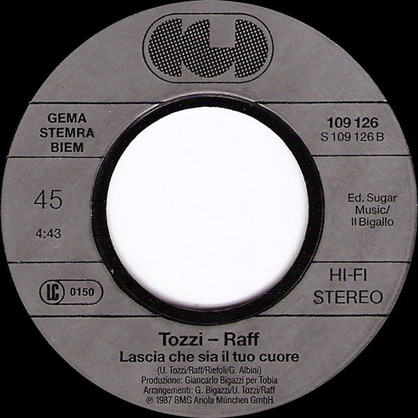 Umberto Tozzi - Raf (5) : Gente Di Mare (7", Single)