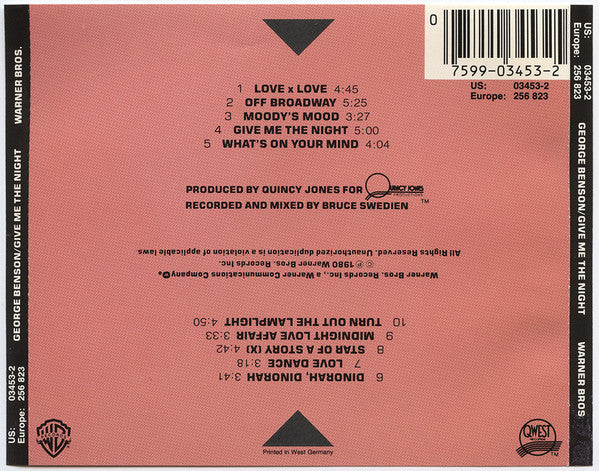 George Benson : Give Me The Night (CD, Album, RE, Tar)