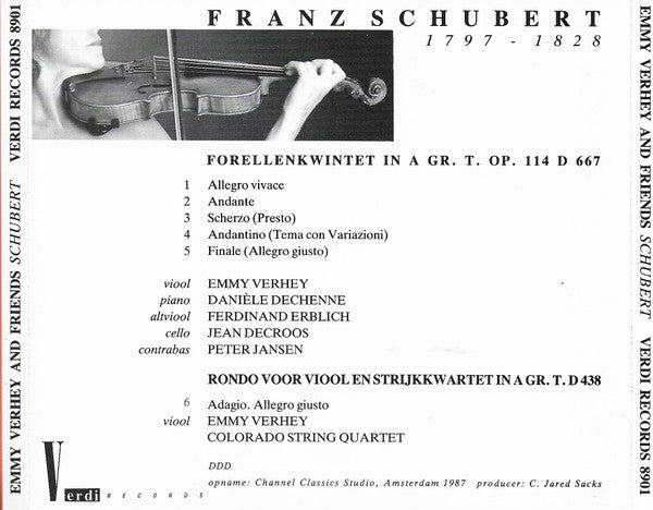 Emmy Verhey, Franz Schubert : Forellenkwintet / Rondo Voor Viool En Strijkkwartet (CD, Album)