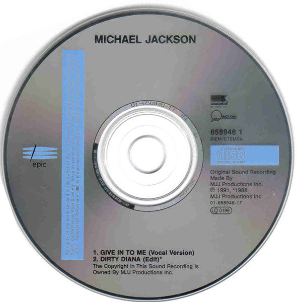 Michael Jackson : Give In To Me (CD, Single, Car)