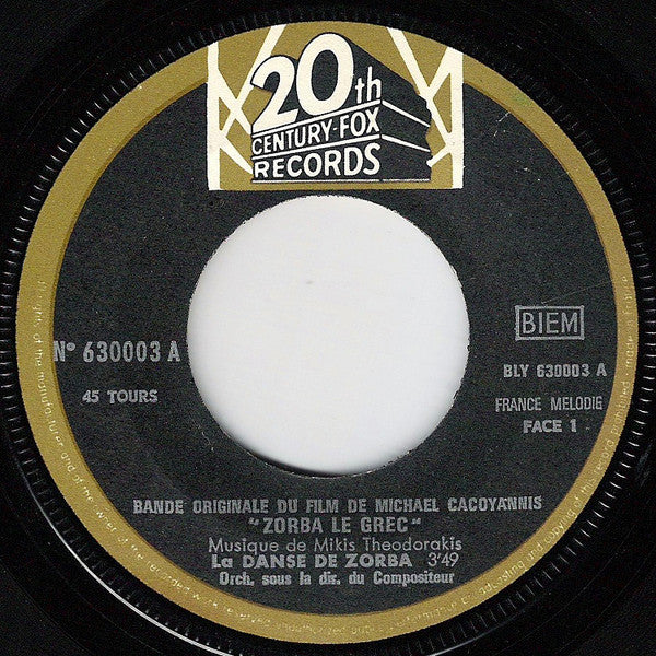 Mikis Theodorakis : Bande Originale Du Film Zorba Le Grec (7", Single)