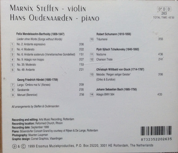 Marnix Steffen, Hans Oudenaarden : Marnix Steffen Violin - Hans Oudenaarden Piano (CD, Album)