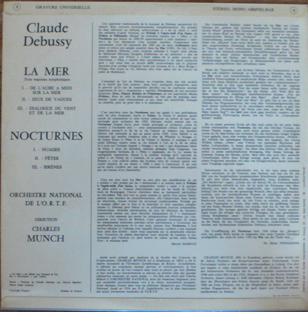 Claude Debussy - Charles Munch, Orchestre National De France : La Mer / Nocturnes (LP)