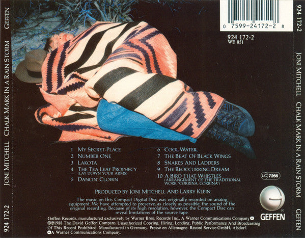 Joni Mitchell : Chalk Mark In A Rain Storm (CD, Album)