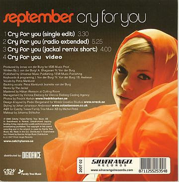 September : Cry For You (CD, Single, Enh, Car)