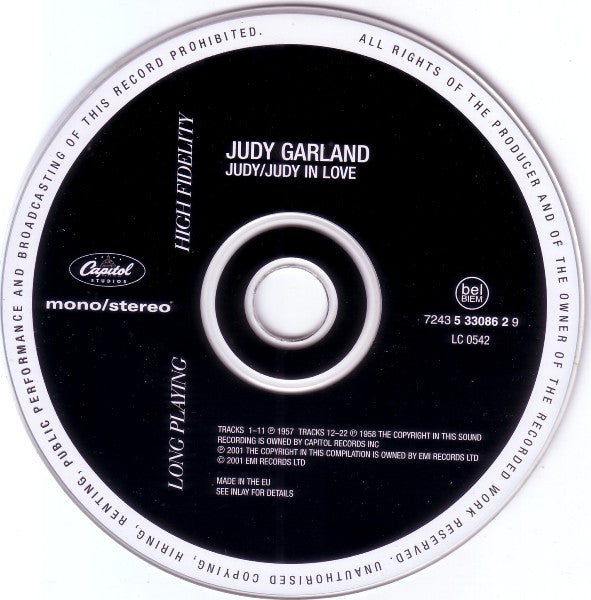 Judy Garland : Judy / Judy In Love (CD, Comp, Mono, RM)