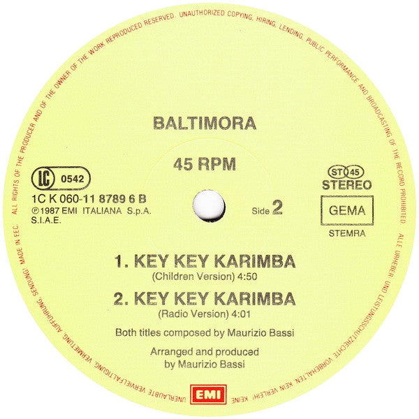 Baltimora : Key Key Karimba (12", Maxi)