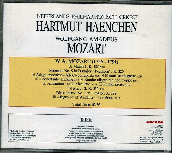 Wolfgang Amadeus Mozart / Nederlands Philharmonisch Orkest (2), Hartmut Haenchen : Serenade No. 9 in D Major "Posthorn", K. 320, Marches K.335 No. 1 & 2, Divertimento No. 3 in F Major, K. 138 (CD, Album)