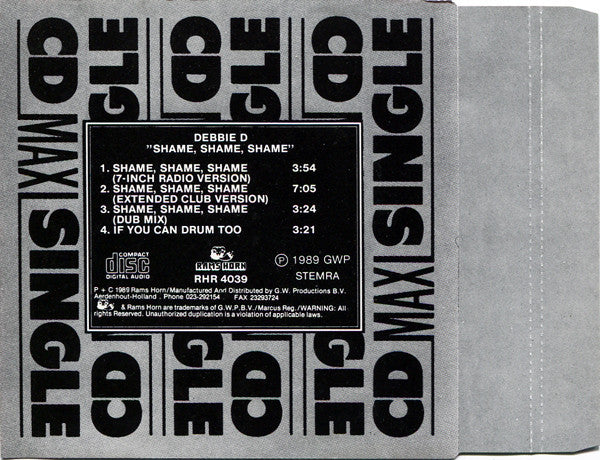 Debbie D : Shame, Shame, Shame (CD, Maxi)