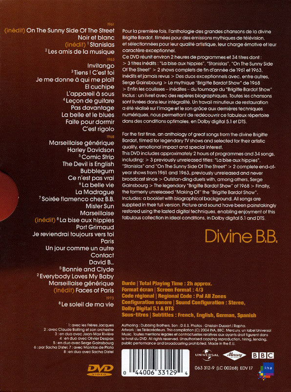 Brigitte Bardot : Divine B.B. (DVD, Comp, RM, PAL, Sli)