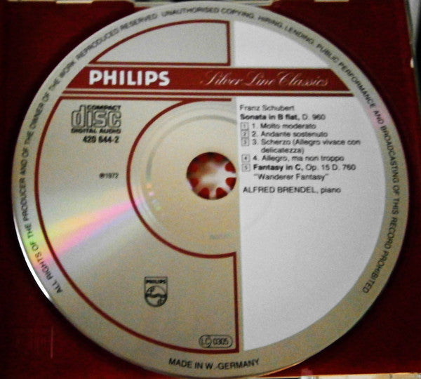 Franz Schubert, Alfred Brendel : Piano Sonata In B Flat • Fantasia In C (CD, Album, RE, RM)