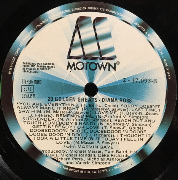 Diana Ross : 20 Golden Greats (LP, Comp)