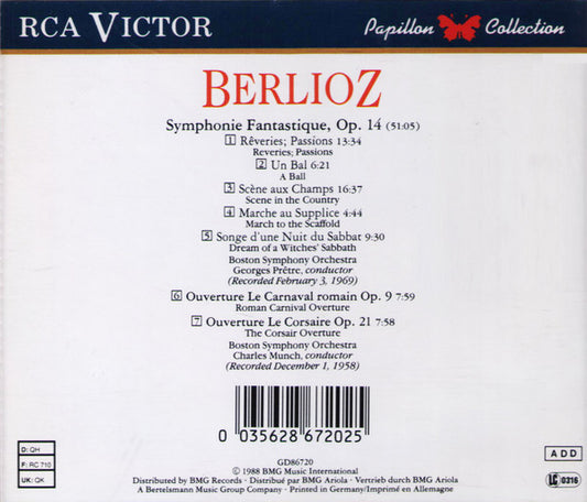 Hector Berlioz, Boston Symphony Orchestra, Georges Prêtre, Charles Munch : Symphonie Fantastique - Ouvertures Le Corsaire - Le Carnaval Romain (CD)