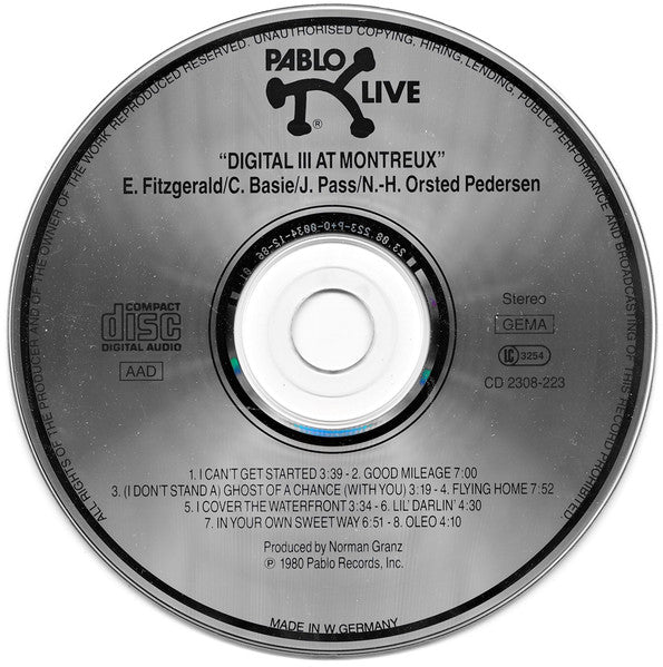 Ella Fitzgerald, Count Basie, Joe Pass : Digital III At Montreux (CD, Album)