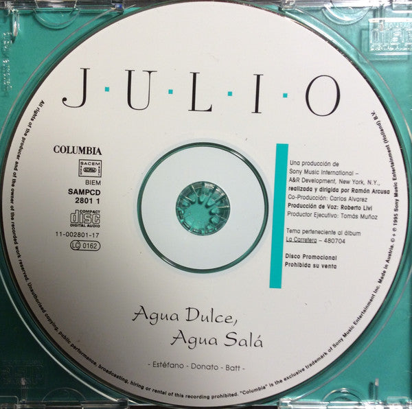 Julio Iglesias : Agua Dulce, Agua Sala (CD, Maxi, Promo)