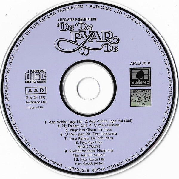 Arpita Raaj, Shyam Anuragi : De De Pyar De (CD)