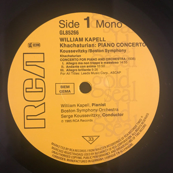 William Kapell - Aram Khatchaturian, Boston Symphony Orchestra • Serge Koussevitzky / Sergei Prokofiev, Dallas Symphony Orchestra • Antal Dorati : Piano Concerto / Piano Concerto No. 3 (LP, Comp, Mono)