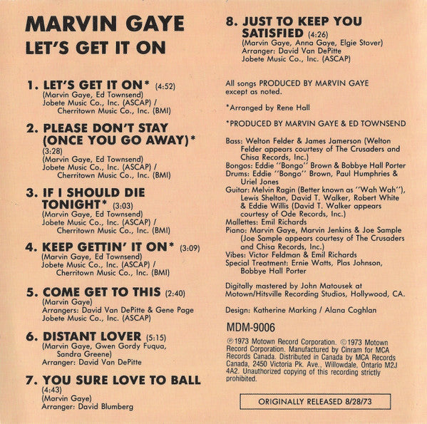 Marvin Gaye : Let's Get It On (CD, Album, RE)