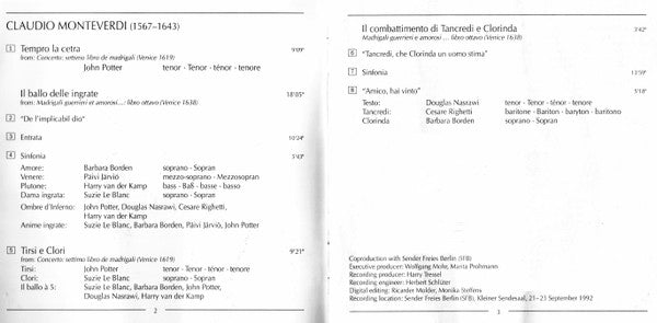 Claudio Monteverdi, Tragicomedia, Stephen Stubbs : Il Ballo Delle Ingrate • Il Combattimento · Tragicomedia (CD, Album)