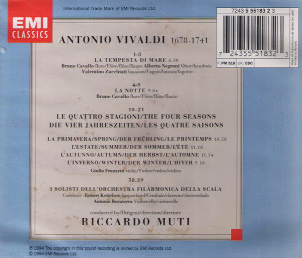 Antonio Vivaldi, Riccardo Muti, Filarmonica Della Scala : Le Quattro Stagioni = The Four Seasons / La Tempesta Di Mare / La Notte (CD, Comp)