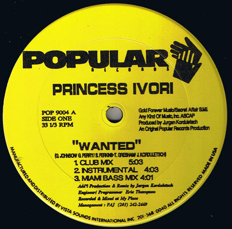 Princess Ivori : Wanted (12")