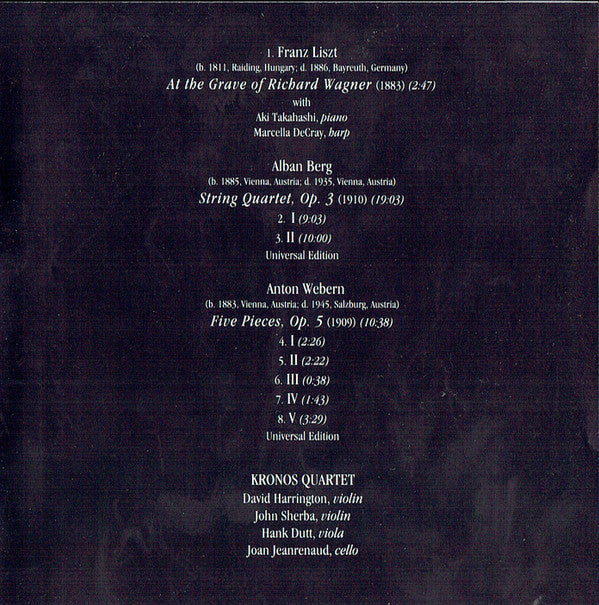 Kronos Quartet : At The Grave Of Richard Wagner (CD, Album)