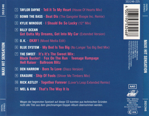 Various : Maxi Hit Sensation (Neue Maxi-Hits Im Supersound) (CD, Comp)