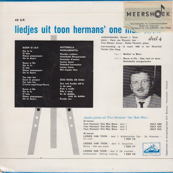 Toon Hermans : Liedjes Van Toon (Deel 4) (7", EP, Bla)