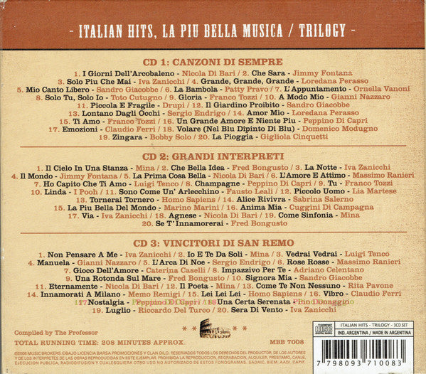 Various : Italian Hits (La Più Bella Musica / Trilogy) (3xCD, Comp)