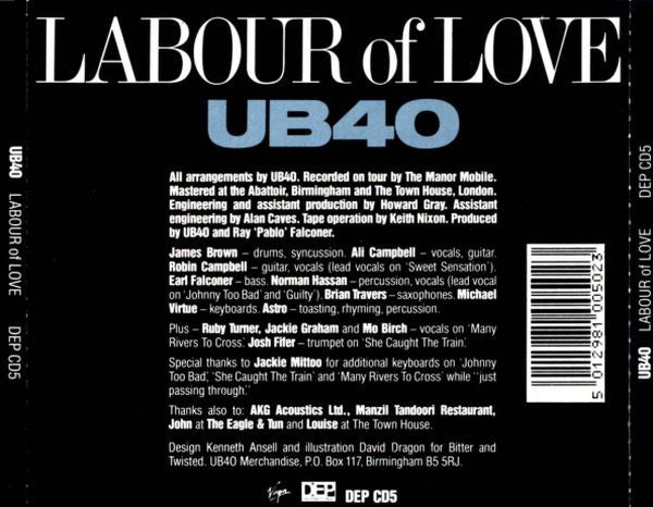 UB40 : Labour Of Love (CD, Album)
