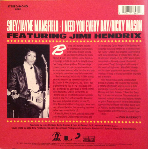 Jayne Mansfield  Featuring Jimi Hendrix : Suey (7", Single, Mono)