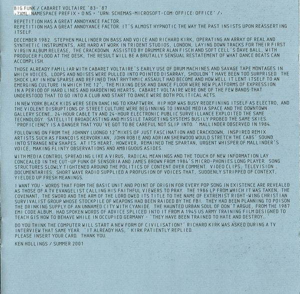 Cabaret Voltaire : The Original Sound Of Sheffield '83 / '87. Best Of; (CD, Comp)