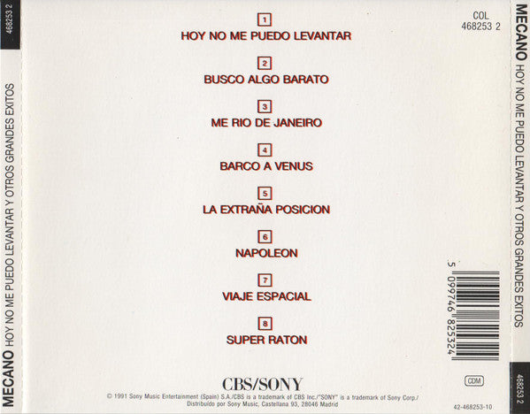 Mecano : Hoy No Me Puedo Levantar Y Otros Grandes Exitos (CD, Comp)
