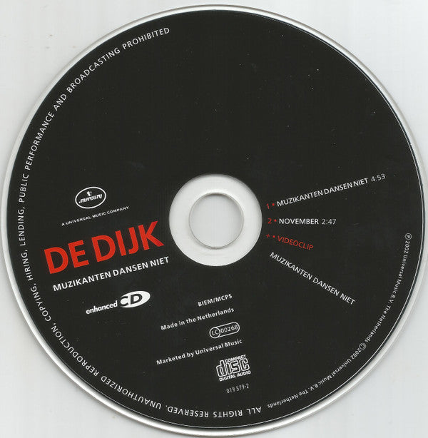 De Dijk : Muzikanten Dansen Niet (CD, Single, Enh)