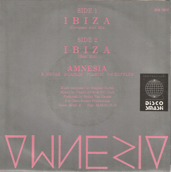 Amnesia : Ibiza (European Acid Mix) (7", Single)