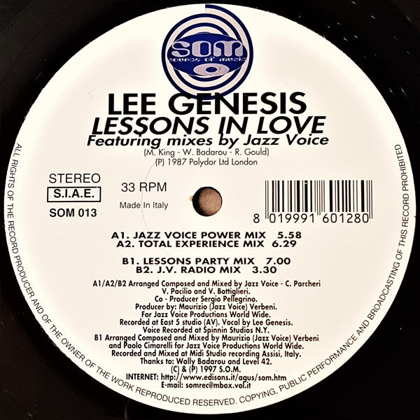 Lee Genesis : Lessons In Love (12")