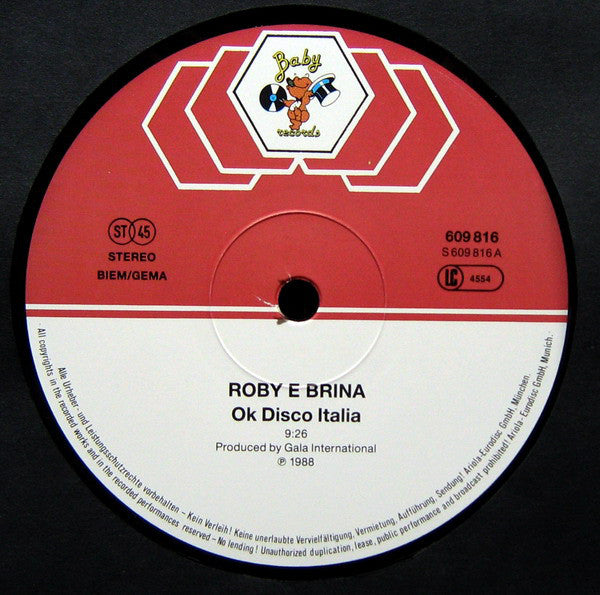 Roby E Brina : Ok Disco Italia (12", Maxi)