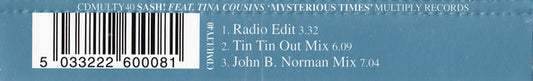 Sash! Feat. Tina Cousins : Mysterious Times (CD, Single, Enh)