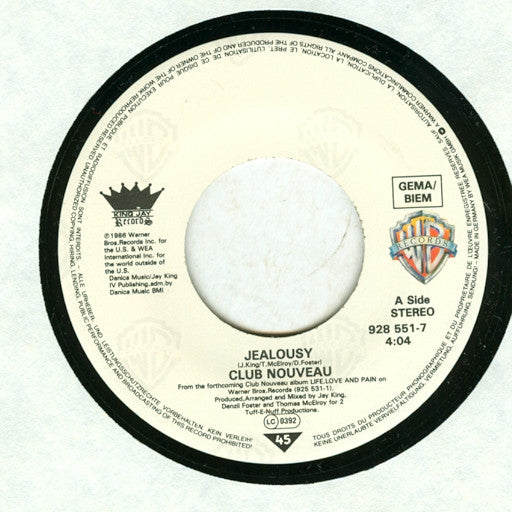 Club Nouveau : Jealousy (7", Single)