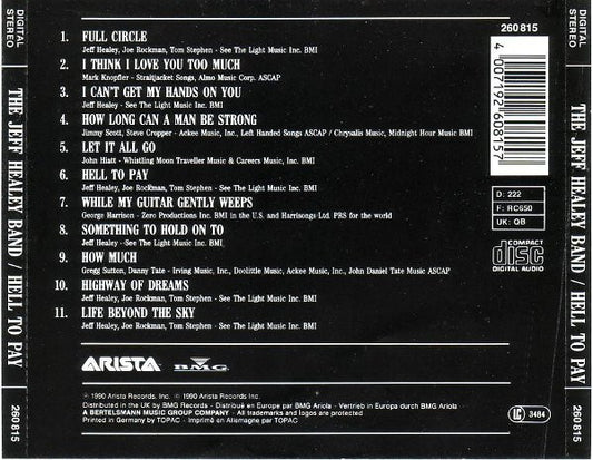 The Jeff Healey Band : Hell To Pay (CD, Album)