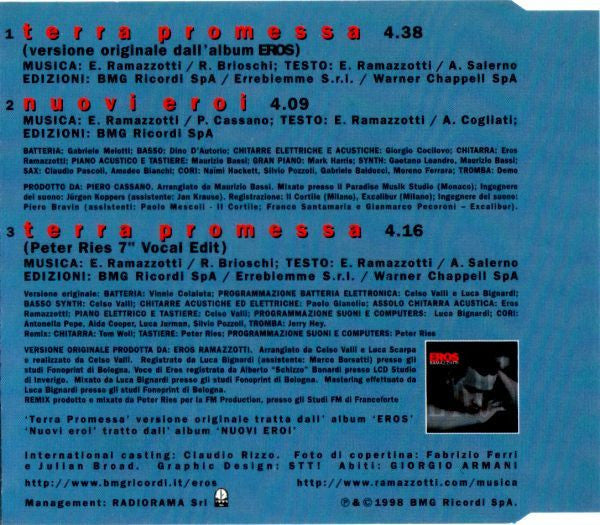 Eros Ramazzotti : Terra Promessa (CD, Single)