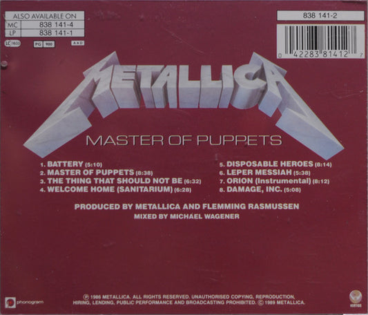 Metallica : Master Of Puppets (CD, Album, RE, Dis)