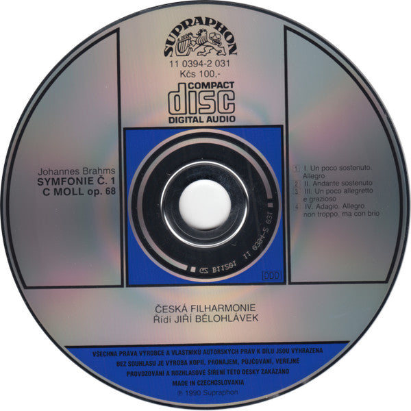Johannes Brahms, The Czech Philharmonic Orchestra, Jiří Bělohlávek : Symphony No. 1 In C Minor, Op. 68 (CD)