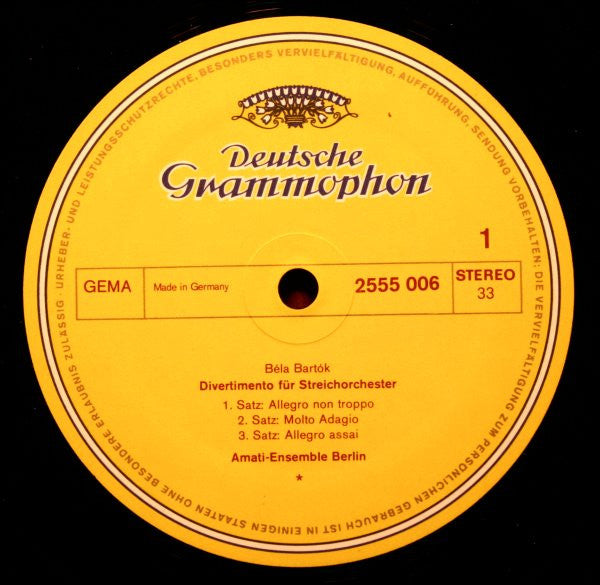 Amati-Ensemble Berlin - Béla Bartók / Igor Stravinsky / Anton Webern : Divertimento Für Streichorchester • Concerto In D • Fünf Sätze Op.5 (LP)