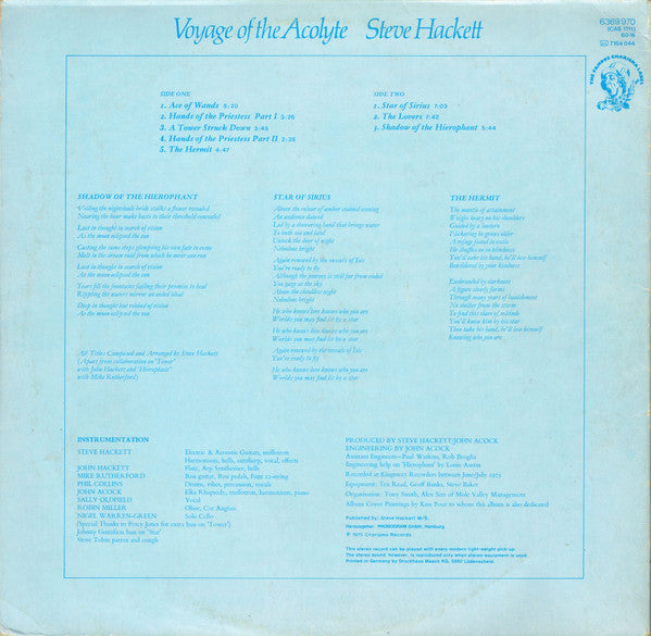 Steve Hackett : Voyage Of The Acolyte (LP, Album, Gat)